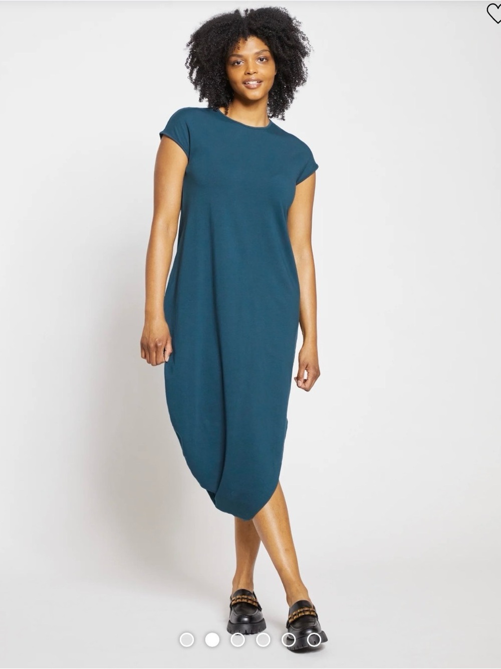 UNIVERSAL STANDARD Iconic Geneva Dress Green Cotton Stretch Women M Relaxed Fit